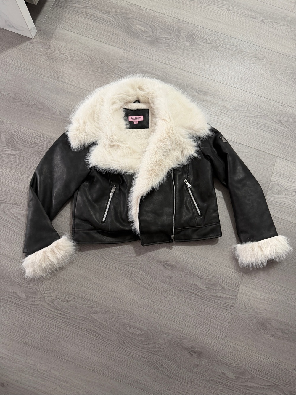 Brand New Juicy Couture Black Faux Leather Jacket